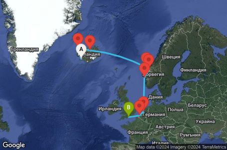 Маршрут на круиз 10 дни Исландия - PRIC10CNNREYSOU
