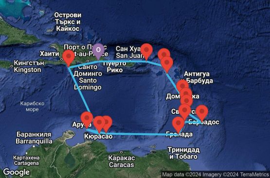 Маршрут на круиз 14 дни Кариби - SKSO14CNNLRMLRM