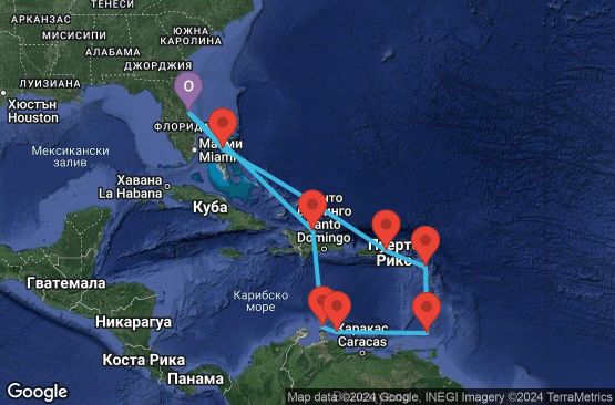 Маршрут на круиз 11 дни Кариби - JADE11CNNPCVPCV