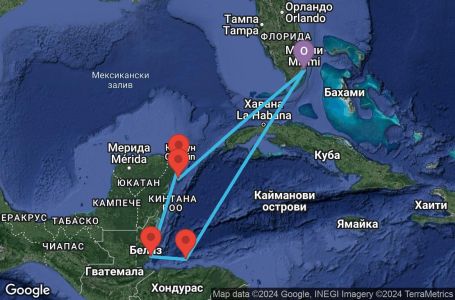 Маршрут на круиз 7 дни Западни Кариби от Маями - BLIW07CNNMIAMIA