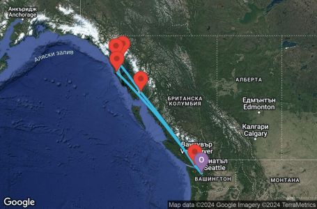 Маршрут на круиз 7 дни Аляска от Сиатъл - BLVI07CNNSEASEA