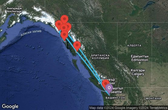 Маршрут на круиз 10 дни Аляска от Сиатъл - JYAL10CNNSEASEA