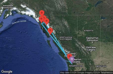 Маршрут на круиз 9 дни Аляска от Сиатъл - JYAL09CNNSEASEA