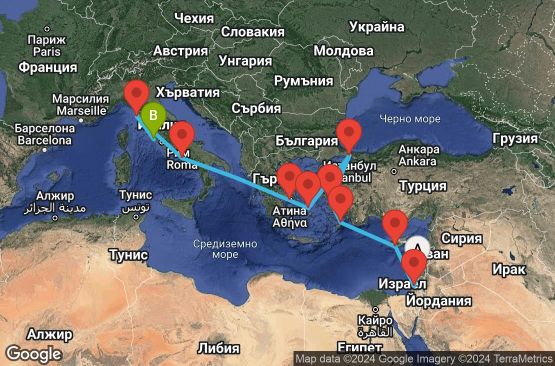 Маршрут на круиз 11 дни Гръцки острови и Италия - EPCH11CNNHFACIV
