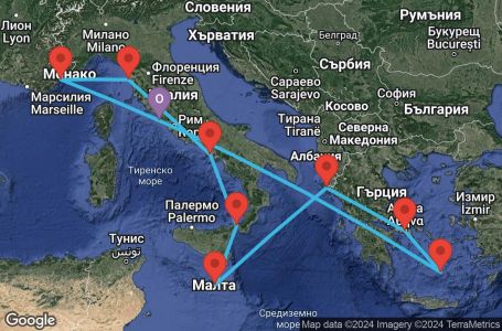Маршрут на круиз 10 дни Гръцки острови и Италия - EPCE10CNNCIVCIV
