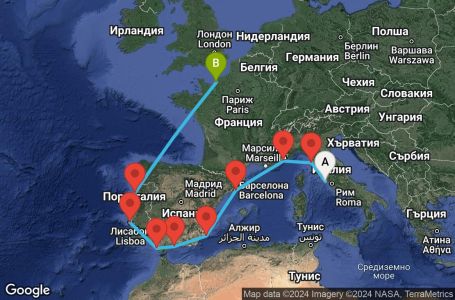 Маршрут на круиз 10 дни Обиколка на Европа от Рим - PREL10CNNCIVLEH