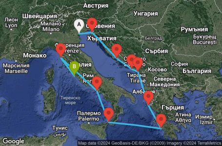 Маршрут на круиз 10 дни Адриатика и гръцки острови - PEAR10CNNVCECIV