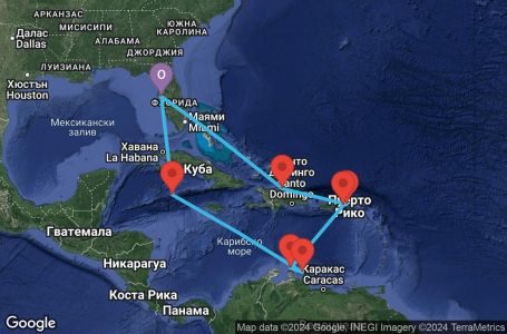 Маршрут на круиз 11 дни Южни Кариби от Тампа - JWLC11CNNTPATPA