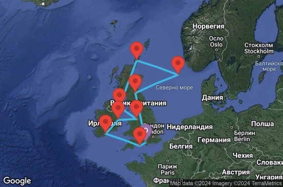 Маршрут на круиз 10 дни Британски острови - DAWB10CNNSOUSOU