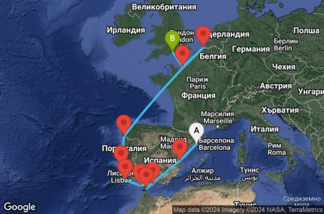 Маршрут на круиз 11 дни обиколка на Европа от Барселона - DAWN11CNNBCNSOU