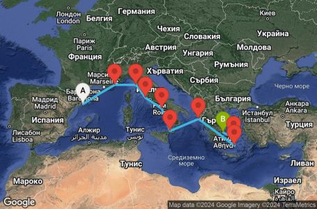 Маршрут на круиз 9 дни Средиземноморие от Барселона - GTEU09CNNBCNPIR