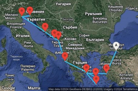Маршрут на круиз 11 дни Гръцки острови и Италия - PRGI11CNNISTVCE