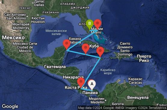 Маршрут на круиз 9 дни Кариби и Панамския канал - GMPC09CNNFAMMIA