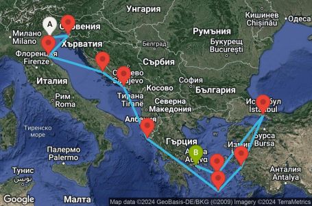 Маршрут на круиз 10 дни Гръцки острови и Италия - DWGR10CNNVCEPIR