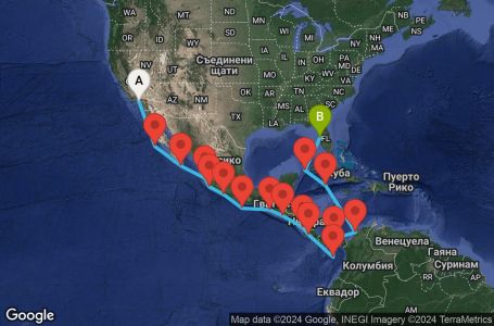 Маршрут на круиз 17 дни Круизен преход през Панамския канал - LWPC17CNNLAXTPA