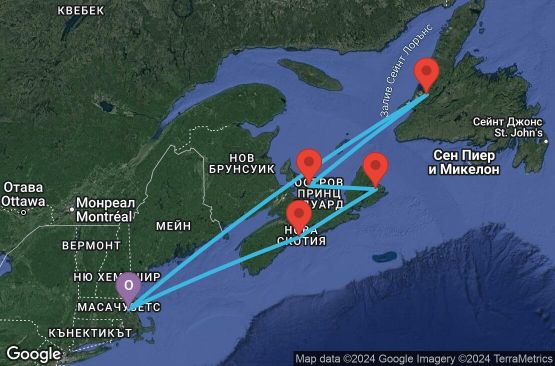 Маршрут на круиз 7 дни Канада и Ню Инглънд от Бостън - JADE07CNNBOSBOS