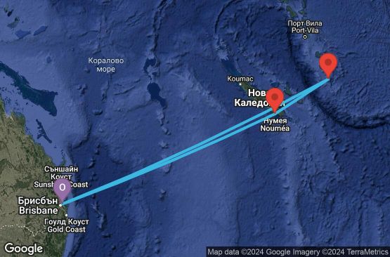 Маршрут на круиз 7 дни Австралия, Вануату, Нова Каледония - 07K090