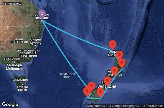 Маршрут на круиз 14 дни Австралия, Нова Зеландия - 14K115