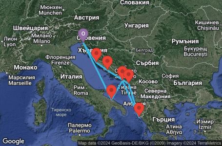Маршрут на круиз 7 дни Италия, Хърватска, Гърция, Черна гора - TRS07A0A