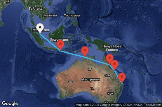 Маршрут на круиз 12 дни Сингапур, Индонезия, Австралия - 12R038