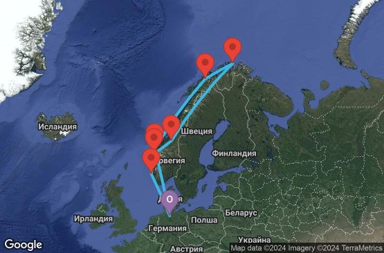 Маршрут на круиз 11 дни Германия, Норвегия - UT0X