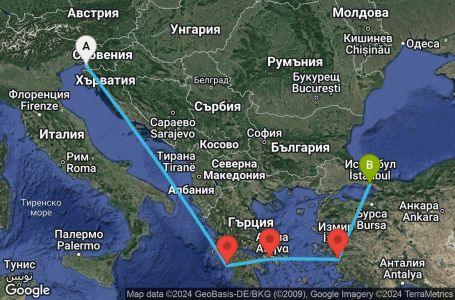 Маршрут на круиз 5 дни Италия, Гърция, Турция - UT35