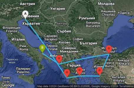 Маршрут на круиз 8 дни Италия, Гърция, Турция - UT34