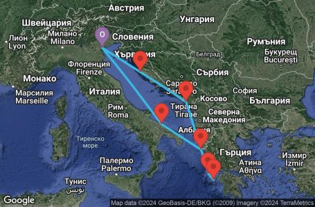 Маршрут на круиз 7 дни Италия, Гърция, Черна гора, Хърватска - PMA07A0F
