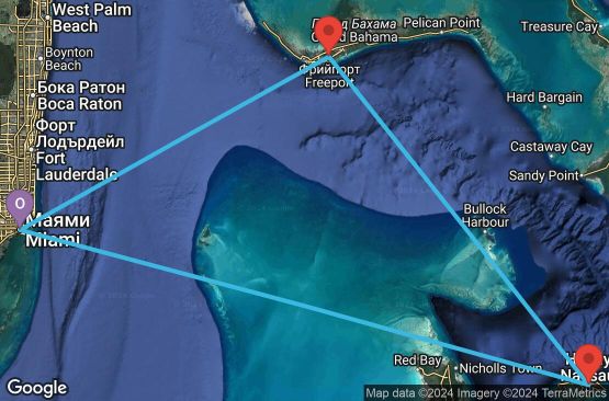 Маршрут на круиз 4 дни САЩ, Бахамските острови - UTBJ