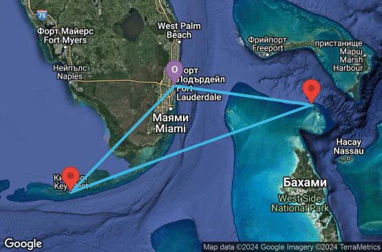 Маршрут на круиз 4 дни САЩ, Бахамските острови - 4BH227
