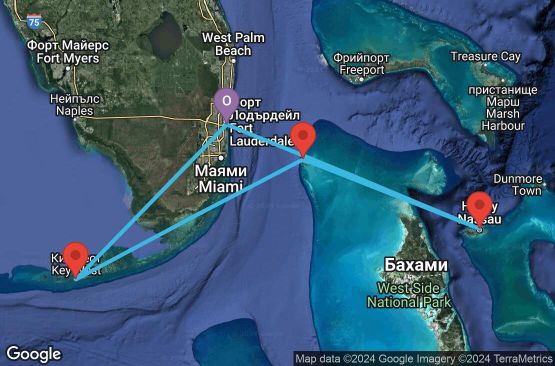 Маршрут на круиз 5 дни САЩ, Бахамските острови - 5BH033