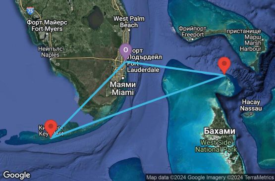 Маршрут на круиз 4 дни САЩ, Бахамските острови - 4BH236
