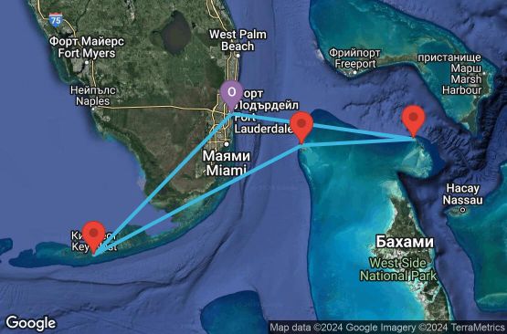 Маршрут на круиз 5 дни САЩ, Бахамските острови - 5BH035