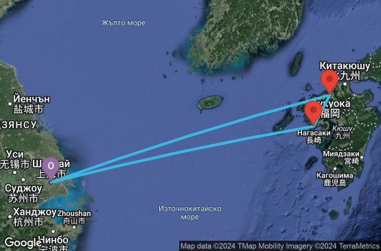 Маршрут на круиз 5 дни Китай, Япония - 05I924