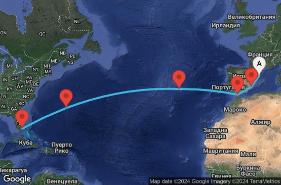 Маршрут на круиз 13 дни Испания, Гибралтар, Португалия, Бермудските острови, САЩ - 13T130