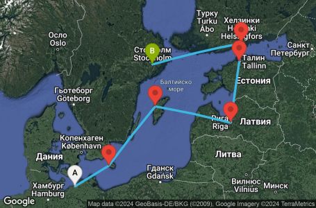 Маршрут на круиз 6 дни Германия, Дания, Швеция, Латвия, Естония, Финландия - UTQ7