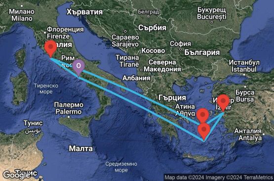 Маршрут на круиз 7 дни Италия, Гърция, Турция - UTSF