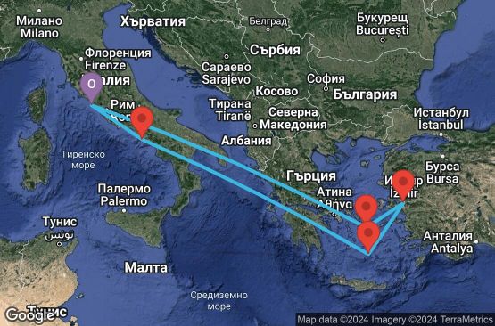 Маршрут на круиз 7 дни Италия, Гърция, Турция - UTSH