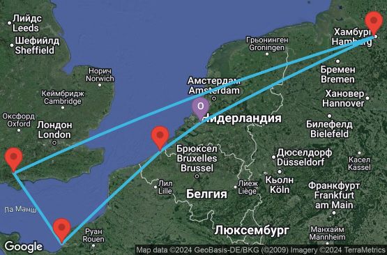 Маршрут на круиз 7 дни Холандия, Белгия, Франция, Великобритания, Германия - UTTI