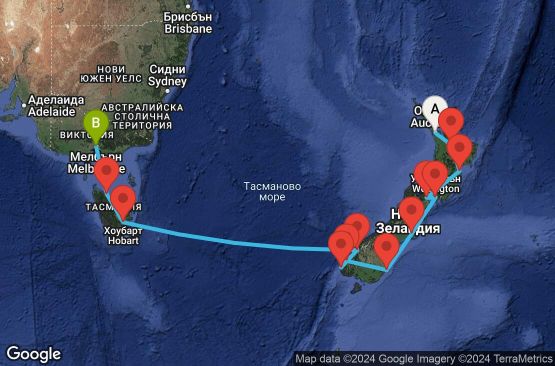 Маршрут на круиз 12 дни Австралия - SUNZ12CNNAKLMEL