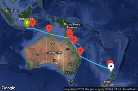 Маршрут на круиз 16 дни Австралия - SUNZ16CNNAKLDPS