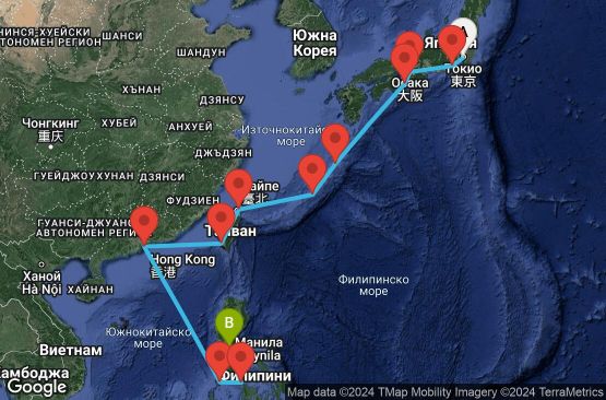 Маршрут на круиз 14 дни Югоизточна Азия - SPIA14CNNTOKMNA