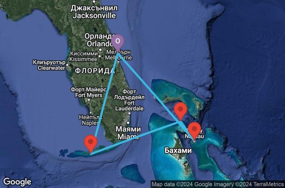 Маршрут на круиз 7 дни САЩ, Бахамските острови - 07E430