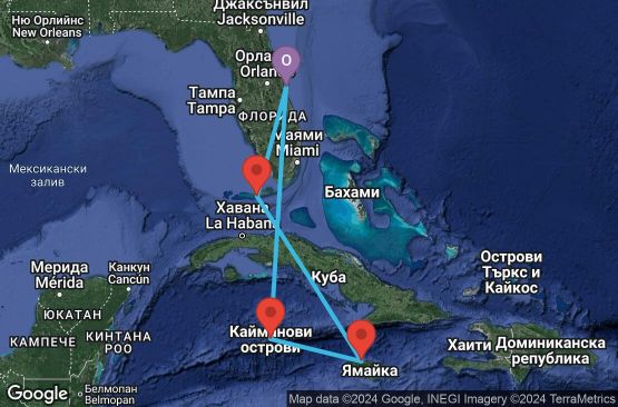 Маршрут на круиз 7 дни САЩ, Ямайка, Каймановите острови - 07W626