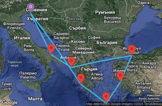 Маршрут на круиз 9 дни Италия, Гърция, Турция - UTYN