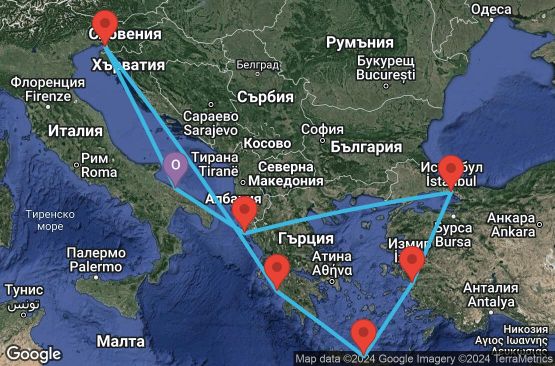 Маршрут на круиз 9 дни Италия, Гърция, Турция - UTYL