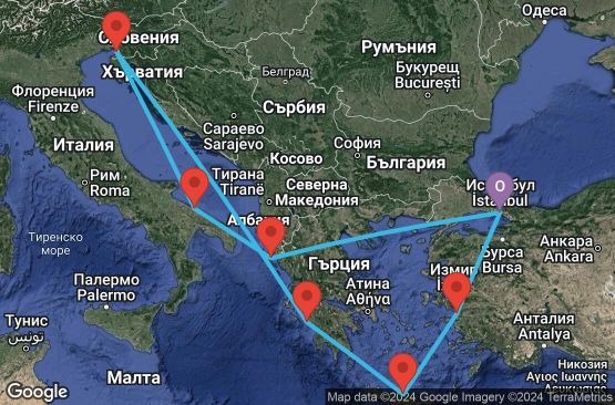 Маршрут на круиз 9 дни Турция, Гърция, Италия - UTYM