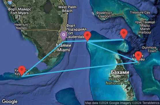 Маршрут на круиз 5 дни Кратък бахамски круиз - JDEB05CNNMIAMIA