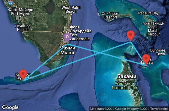 Маршрут на круиз 4 дни Кратък бахамски круиз - JADW04CNNMIAMIA