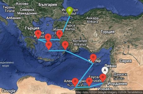 Маршрут на круиз 10 дни Източно Средиземноморие - VIVM10CNNHFAIST